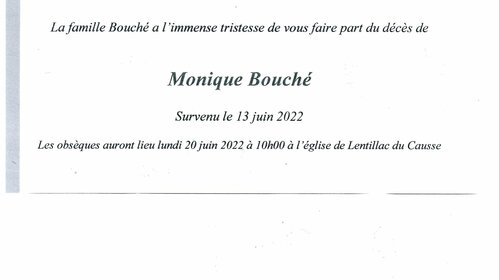 OBSEQUES Mme Bouché