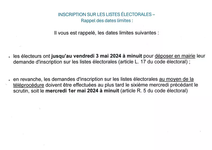 date limite d'inscription sur les listes électorales